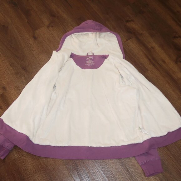 Womens LL Bean 1912 Purple Lavender Warm Thick Sherpa Fleece Hoodie Jacket sz XL - Picture 4 of 6